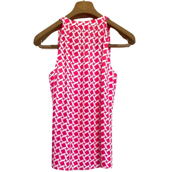 SM•NWT•BANANA REPUBLIC•PINK & WHITE SLEEVELESS V-NECK BLOUSE W BUTTON DETAIL• - Picture 3 of 5